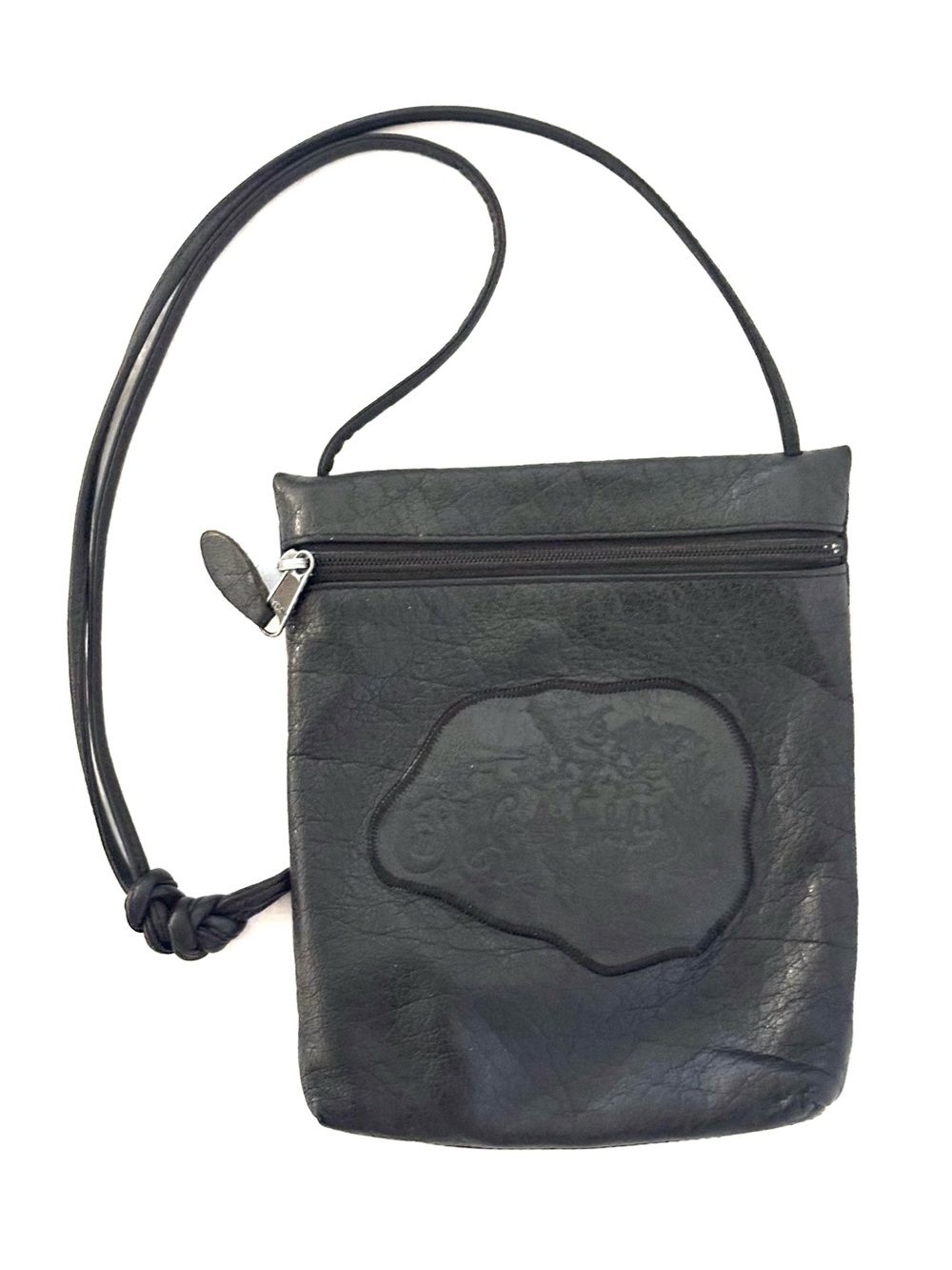 Carlos Falchi Vintage Buffalo Bag Crossbody in Black Pebbled Leather